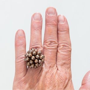 Freshwater pearl ring chocolate brown sterling silver 7.5 cluster